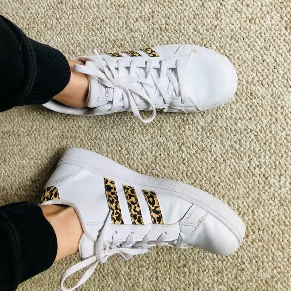 adidas gazelle silver green womens Adidas Grand Court 3.0 | Women's | (Leopard Stripes) Beige/Crystal  Linen/Aurora Coffee/Matte Gold